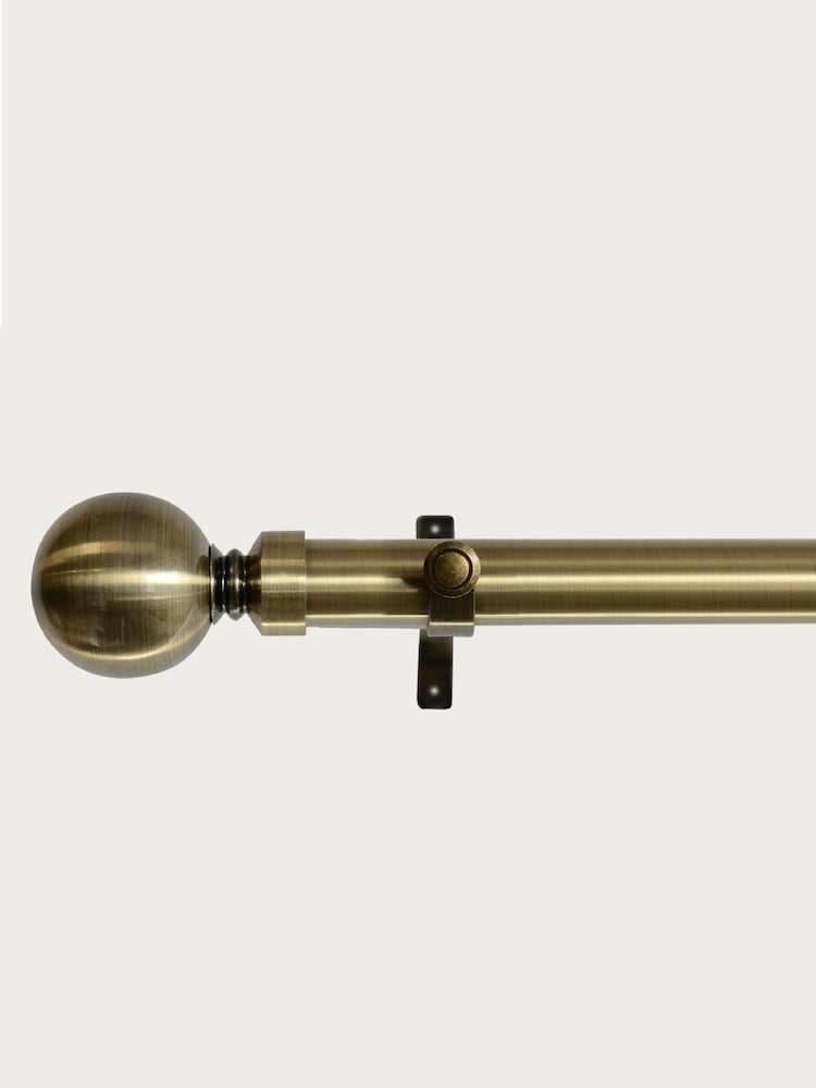 Laura Ashley Brass 28mm Eyelet Pole Kit with Ball Finial Curtain Pole - Image 2 of 3