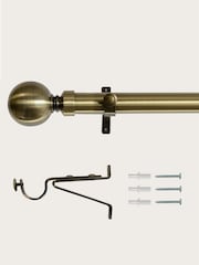 Laura Ashley Brass 28mm Eyelet Pole Kit with Ball Finial Curtain Pole - Image 3 of 3