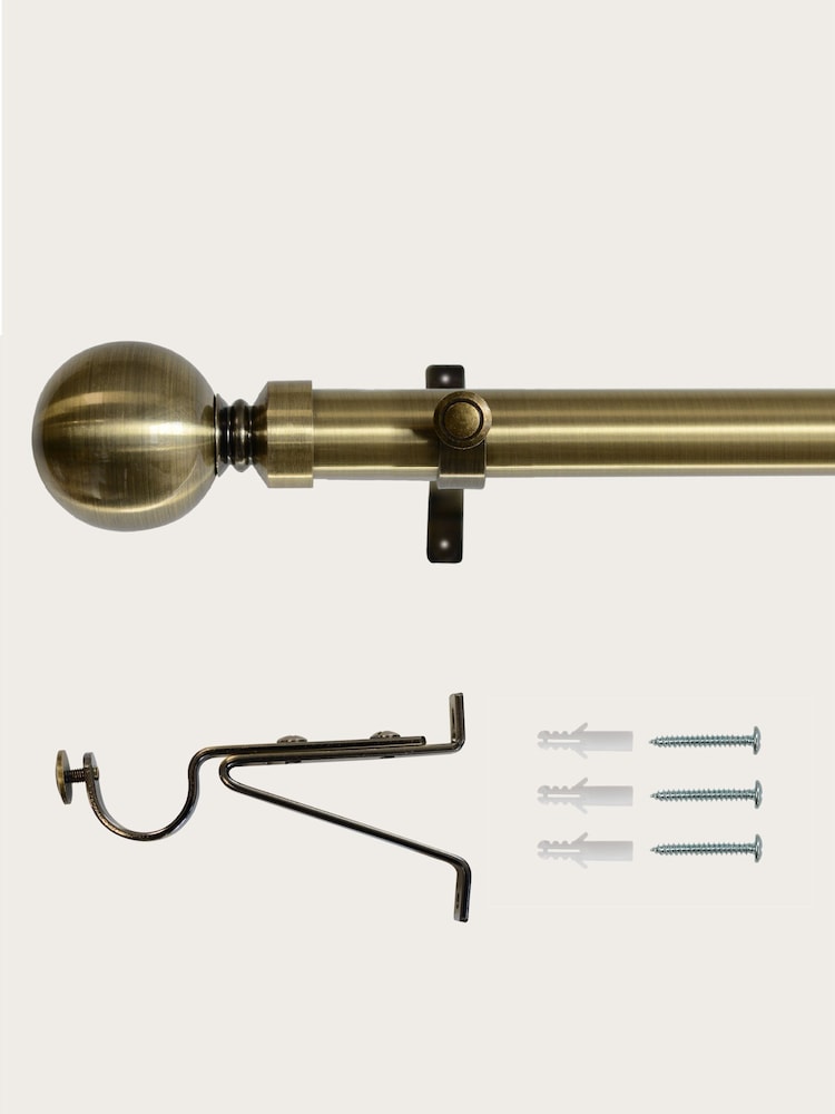 Laura Ashley Brass 28mm Eyelet Pole Kit with Ball Finial Curtain Pole - Image 3 of 3