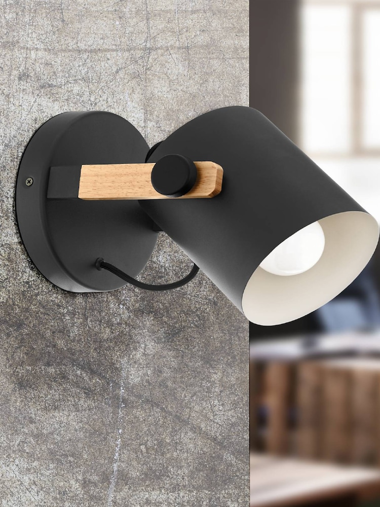 Eglo Black Hornwood 1 Light Steel Wall Light - Image 1 of 1