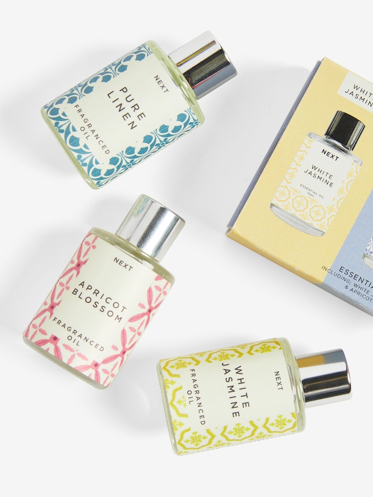 Set of 3 Pink White Jasmine, Pure Linen and Apricot Blossom Fragranced Oils - Image 2 of 3