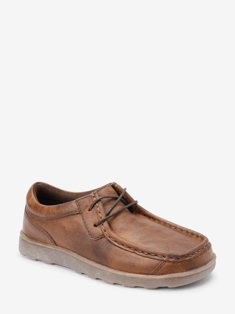 Tan Brown Leather Lace-Up Shoes - Image 2 of 5