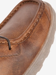 Tan Brown Leather Lace-Up Shoes - Image 5 of 5