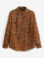 Animal Print Sparkle Long Sleeve Print Sheer Shirt - Image 2 of 2
