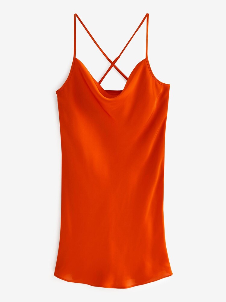 Red Satin Cowl Neck Slip Dress - Image 6 of 6 Red Satin Cowl Neck Slip Dress - Image 6 of 6