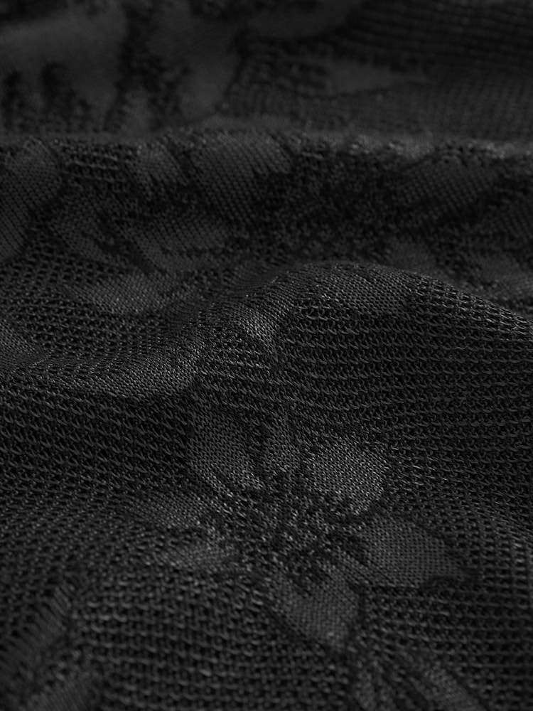 Black Cropped Lace Knit Top - Image 6 of 6