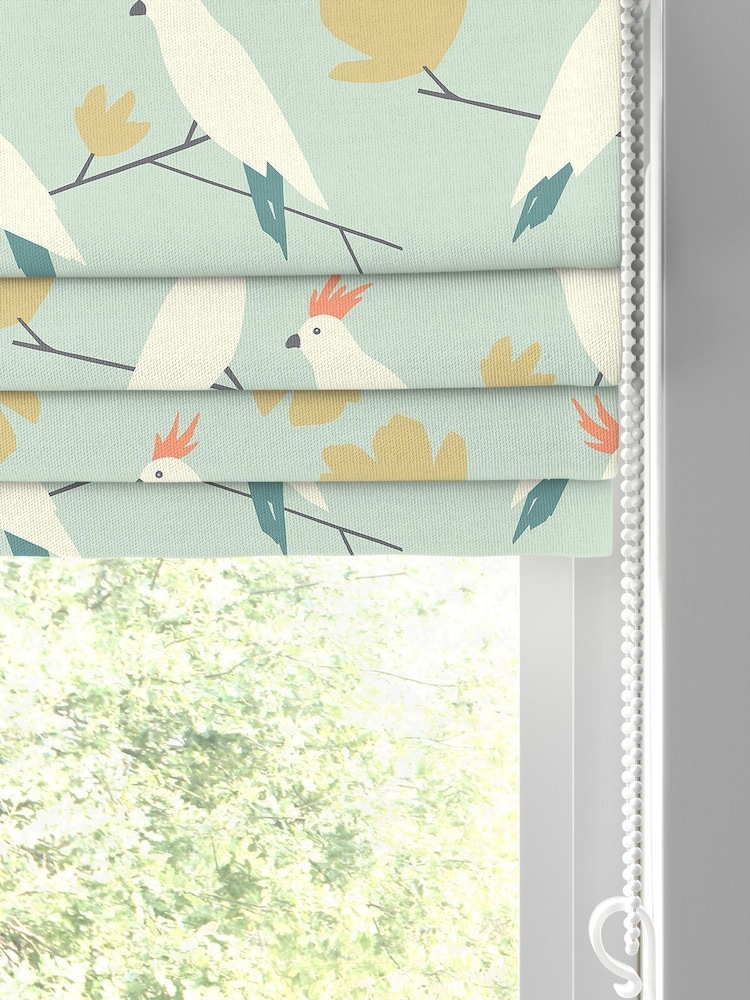 Scion Green Lovebird Made To Measure Roman 100% Cotton Blind - Image 2 of 6