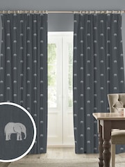 Sophie Allport Navy Blue Elephant Made To Measure Curtains - Image 1 of 9