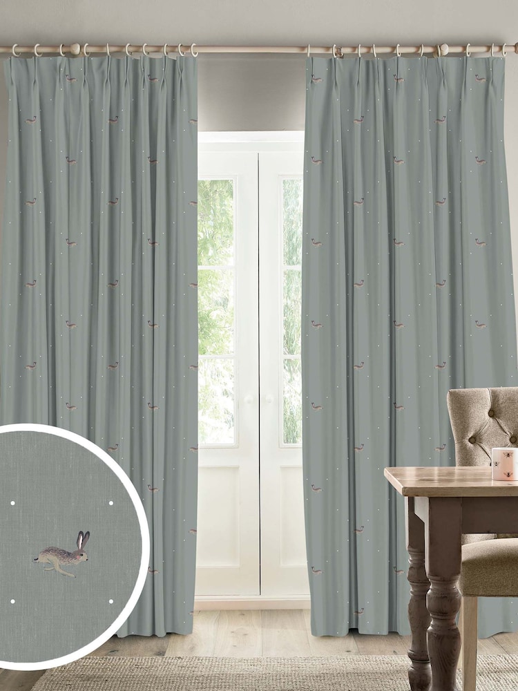 Sophie Allport Teal Blue Hare Made To Measure Curtains - Image 1 of 9