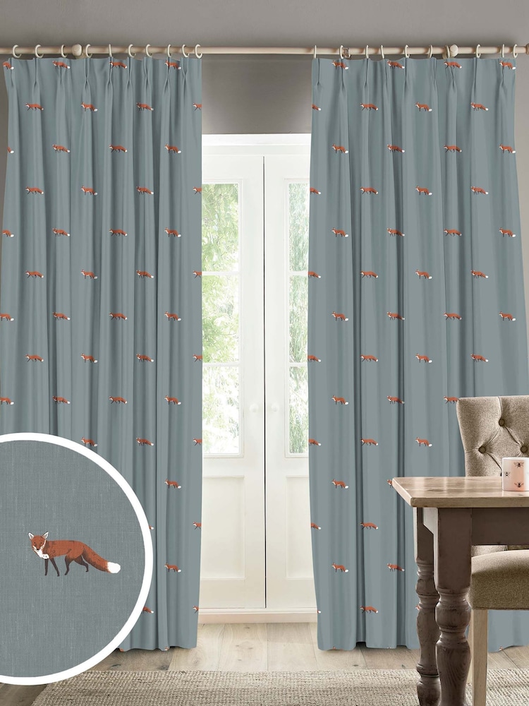 Sophie Allport Blue Foxes Made To Measure Curtains - Image 1 of 9