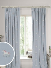 Sophie Allport Duck Egg Blue Kids Unicorn Made To Measure 100% Cotton Curtains - Image 1 of 9