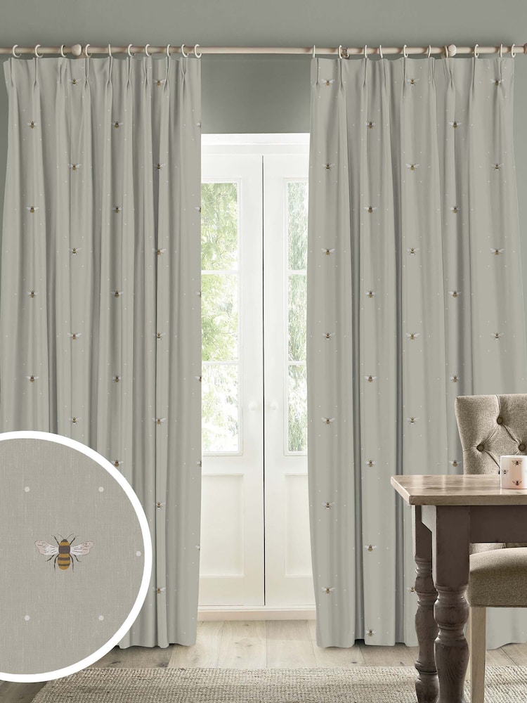 Sophie Allport Natural Bee Made To Measure 100% Cotton Curtains - Image 1 of 9