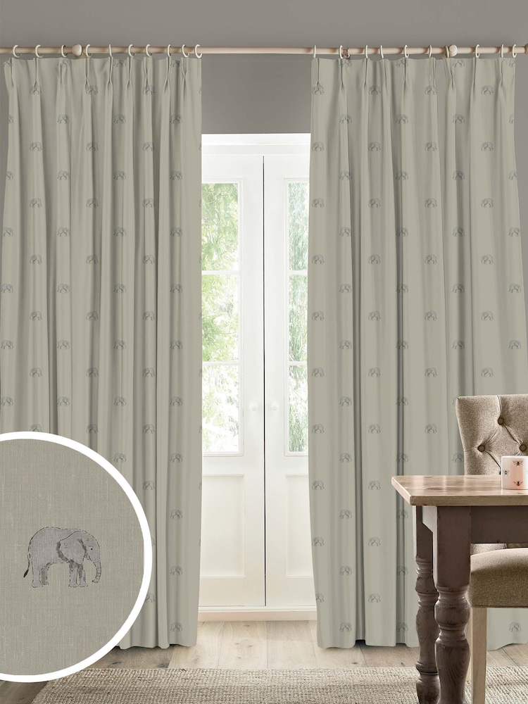Sophie Allport Natural Elephant Made To Measure 100% Cotton Curtains - Image 1 of 8