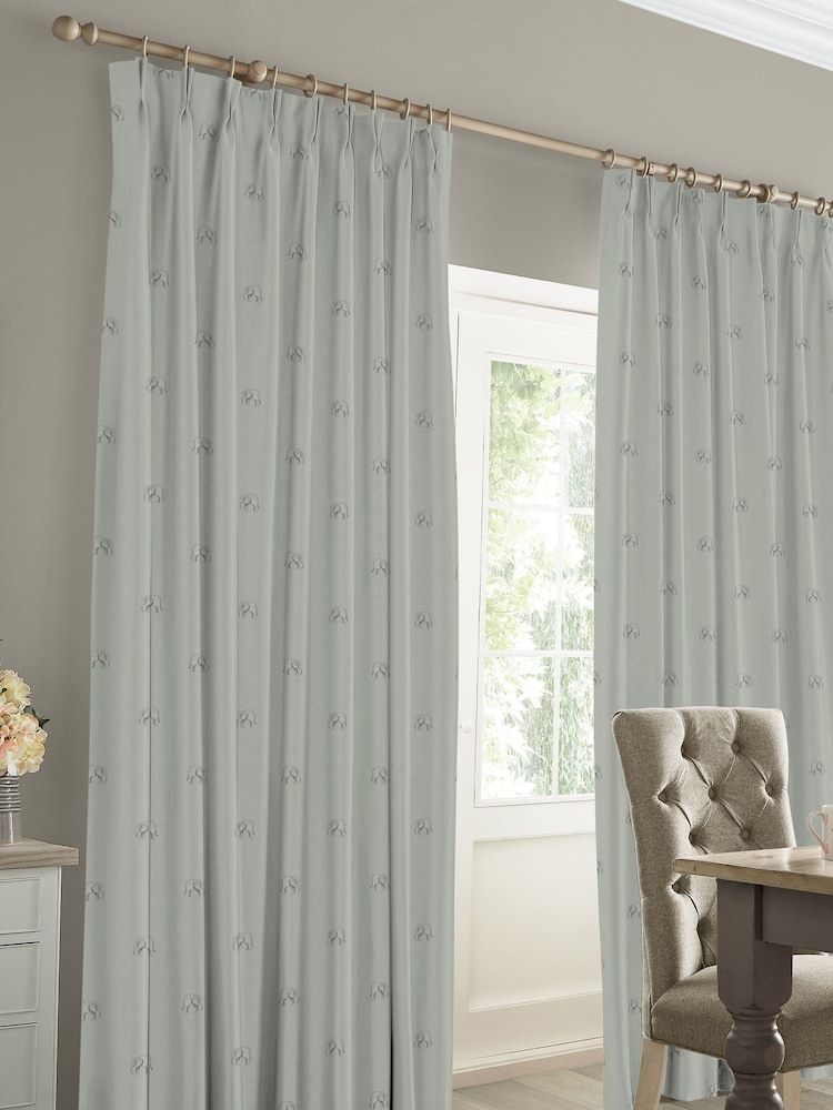 Sophie Allport Green Elephant Made To Measure Curtains - Image 2 of 9