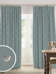 Sophie Allport Duck Egg Blue Chicken Made To Measure Curtains - Image 1 of 9