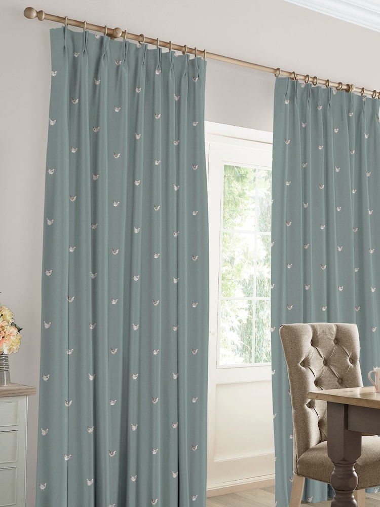 Sophie Allport Duck Egg Blue Chicken Made To Measure Curtains - Image 2 of 9