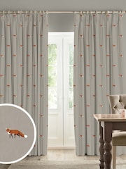 Sophie Allport Natural Foxes Made To Measure 100% Cotton Curtains - Image 1 of 9