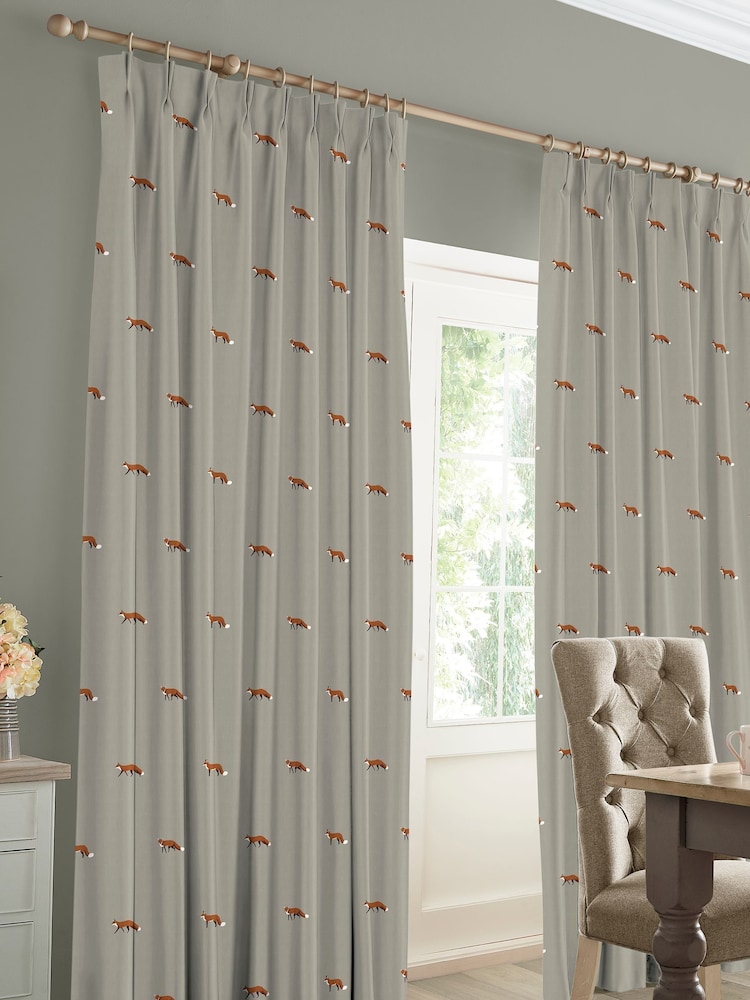 Sophie Allport Natural Foxes Made To Measure 100% Cotton Curtains - Image 2 of 9