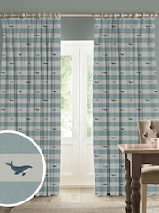 Sophie Allport Duck Egg Blue Kids Whale Stripe Made To Measure Curtains - Image 1 of 9