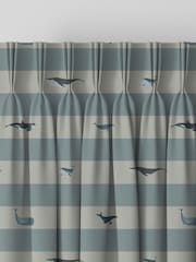 Sophie Allport Duck Egg Blue Kids Whale Stripe Made To Measure Curtains - Image 5 of 9