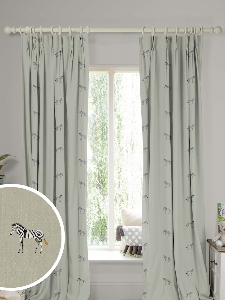 Sophie Allport Natural Zebra Made To Measure 100% Cotton Curtains - Image 1 of 9