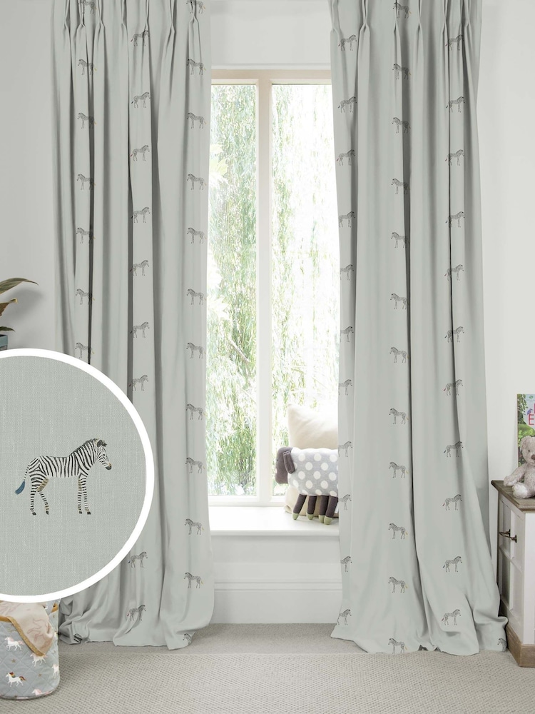Sophie Allport Grey Zebra Made To Measure 100% Cotton Curtains - Image 1 of 9