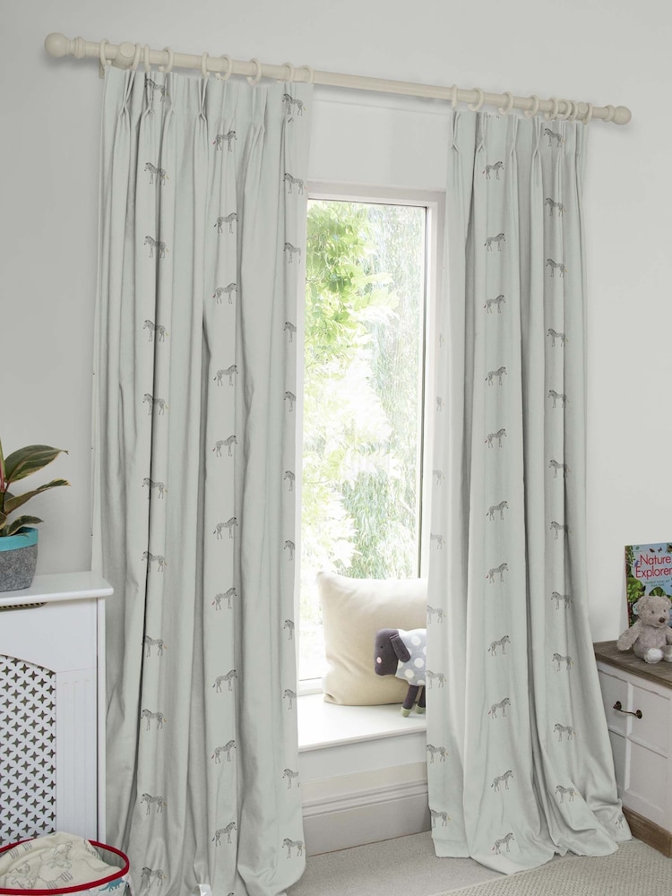 Sophie Allport Grey Zebra Made To Measure 100% Cotton Curtains - Image 2 of 9
