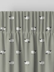 Sophie Allport Sage Green Sheep Made To Measure 100% Cotton Curtains - Image 6 of 9