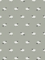 Sophie Allport Sage Green Sheep Made To Measure 100% Cotton Curtains - Image 8 of 9