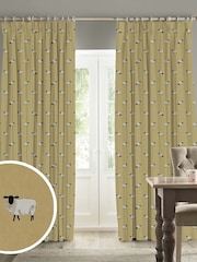 Sophie Allport Ochre Yellow Sheep Made To Measure 100% Cotton Curtains - Image 1 of 9