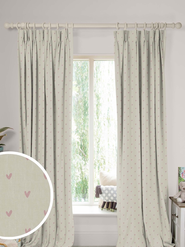 Sophie Allport Natural Hearts Made To Measure 100% Cotton Curtains - Image 1 of 9