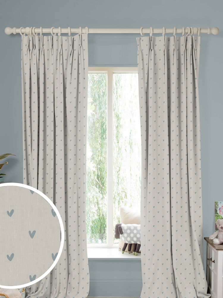 Sophie Allport Natural Hearts Made To Measure 100% Cotton Curtains - Image 1 of 9