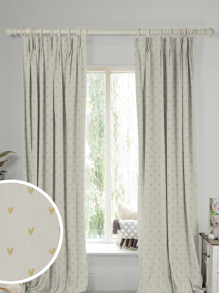 Sophie Allport Natural Hearts Made To Measure 100% Cotton Curtains - Image 1 of 9