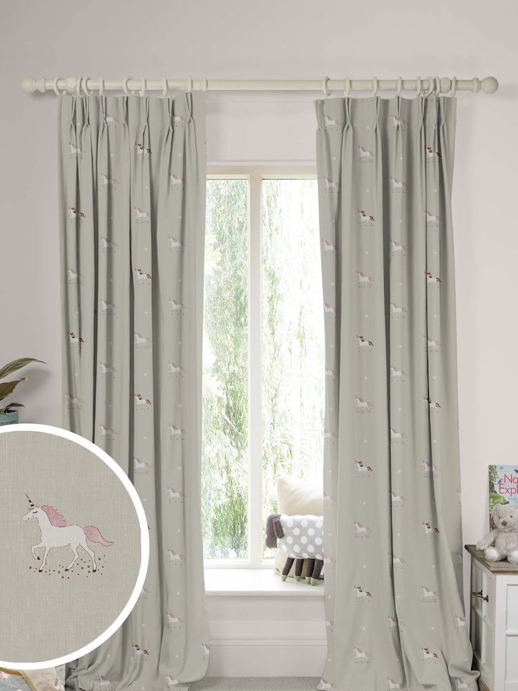 Sophie Allport Natural Unicorn Made To Measure 100% Cotton Curtains - Image 1 of 9