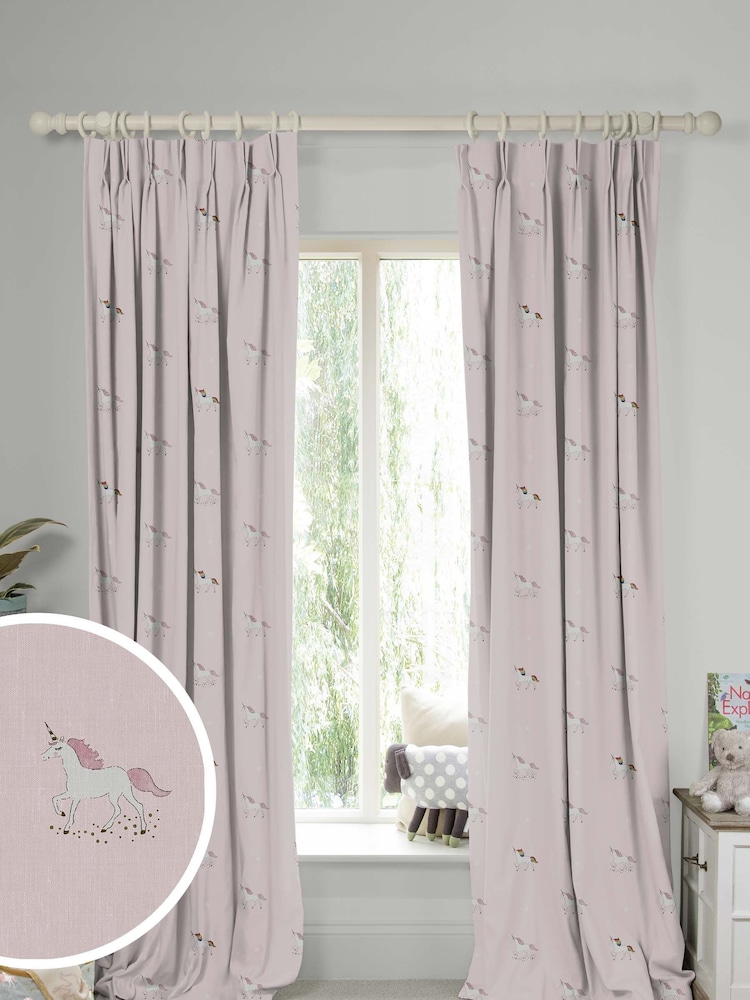 Sophie Allport Pink Unicorn Made To Measure 100% Cotton Curtains - Image 1 of 9