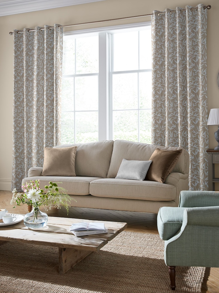Laura Ashley Natural Willow Leaf Chenille Made To Measure Curtains - Image 1 of 9