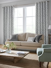 Laura Ashley Steel Grey Willow Leaf Chenille Made To Measure Curtains - Image 1 of 9