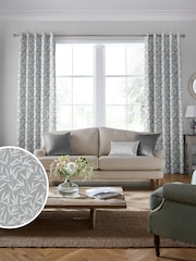 Laura Ashley Steel Grey Willow Leaf Chenille Made To Measure Curtains - Image 2 of 9