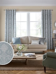 Laura Ashley Blue Josette Woven Made To Measure Curtains - Image 1 of 9