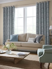 Laura Ashley Blue Josette Woven Made To Measure Curtains - Image 2 of 9
