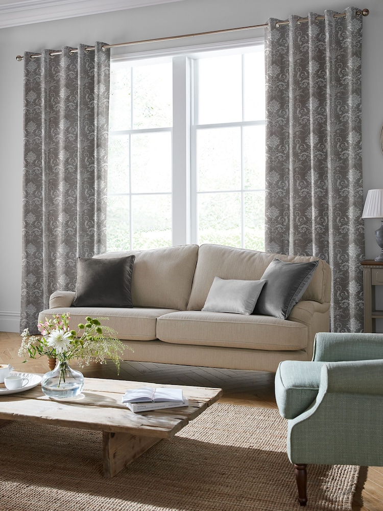Laura Ashley Steel Grey Josette Woven Made To Measure Curtains - Image 2 of 9