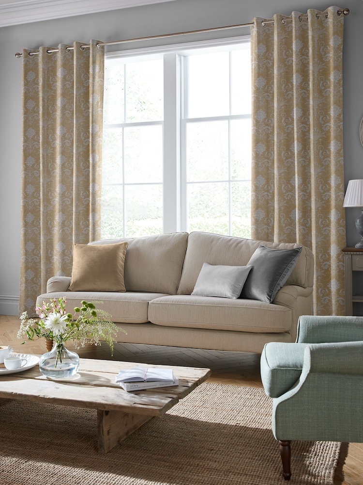 Laura Ashley Gold Josette Woven Made To Measure Curtains - Image 1 of 9