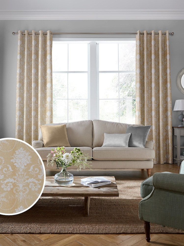 Laura Ashley Gold Josette Woven Made To Measure Curtains - Image 2 of 9