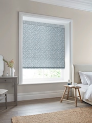 Laura Ashley Steel Blue Willow Leaf Chenille Made To Measure Roman Blind - Image 5 of 6