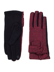 Hot Squash Womens Red Checked Gloves - Image 1 of 1