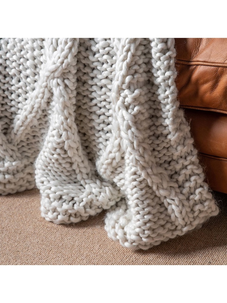Gallery Home Cream Knitted Diamond Throw - Image 1 of 3 Gallery Home Cream Knitted Diamond Throw - Image 1 of 3