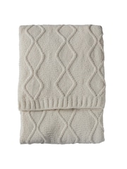 Gallery Home Cream Knitted Chenille Cable Throw - Image 1 of 3
