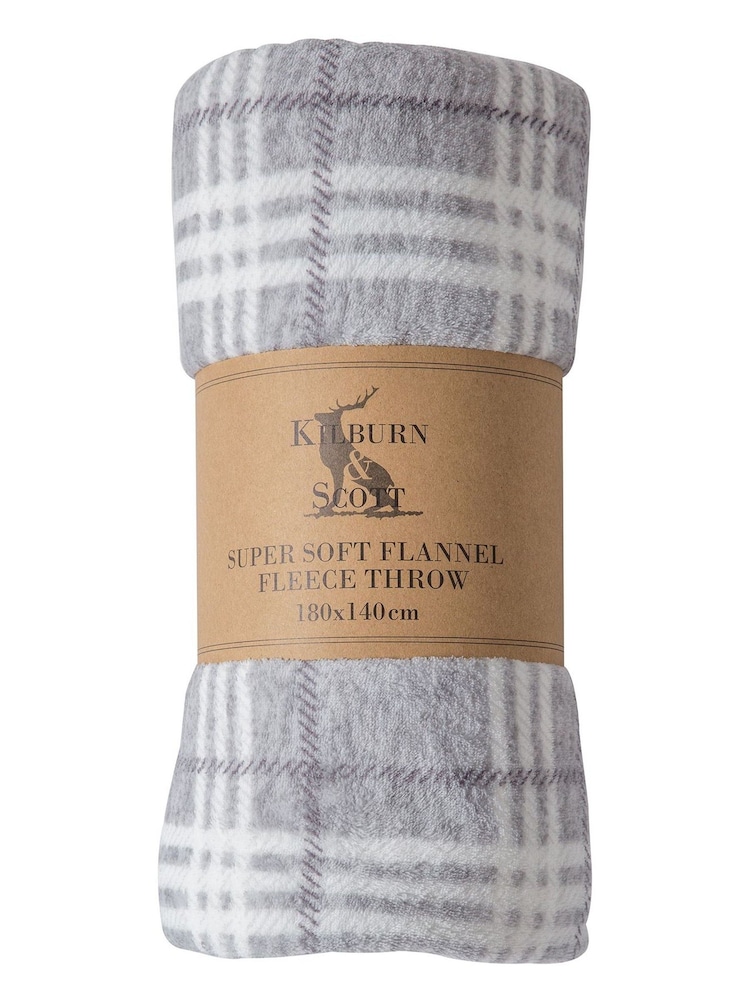 Gallery Home Grey Teddy Checked Rolled Fleece Throw - Image 1 of 2 Gallery Home Grey Teddy Checked Rolled Fleece Throw - Image 1 of 2