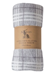 Gallery Home Grey Teddy Checked Rolled Fleece Throw - Image 3 of 3