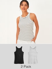 Black/White Stripe High Neck Vests 2 Pack - Image 1 of 7